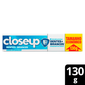 Creme Dental Closeup Dentes + Brancos Menta Refrescante 130g Tamanho Econômico