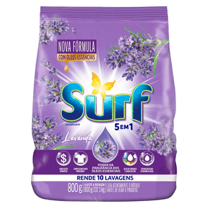 Lava Roupas em Pó Lavanda Surf Pacote 800g