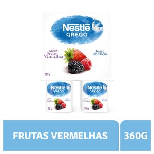 Iogurte Grego Nestlé Frutas Vermelhas Bandeja 360g c/ 4 Unid de 90g Cada