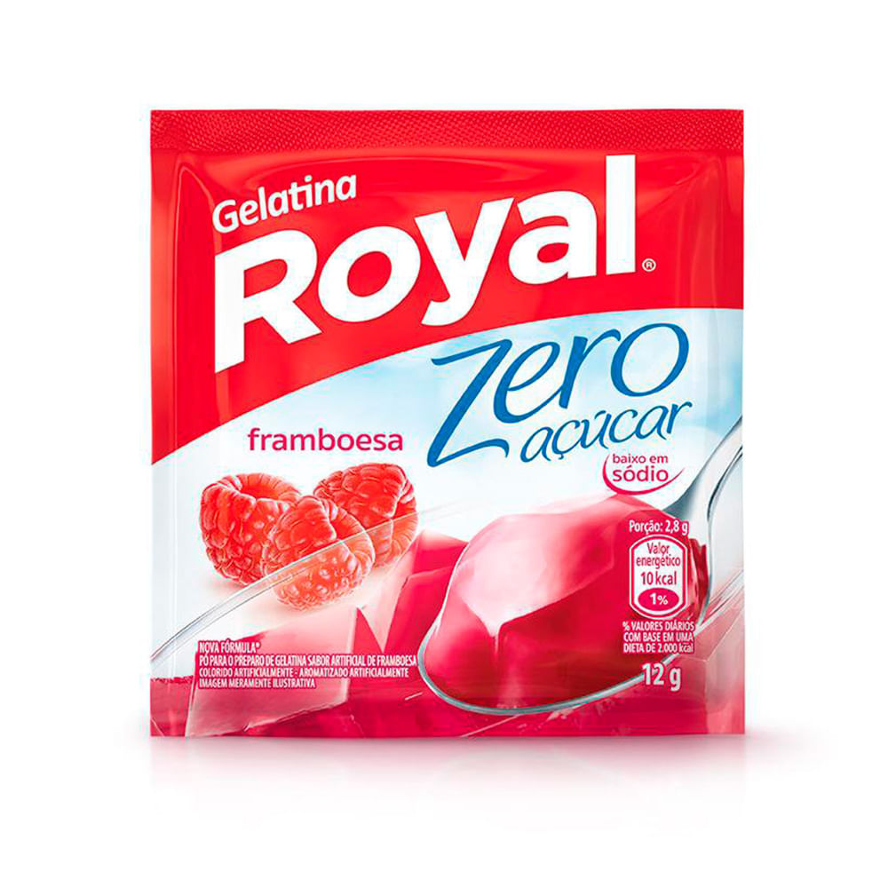 Gelatina em pó Royal zero açúcar framboesa 12g