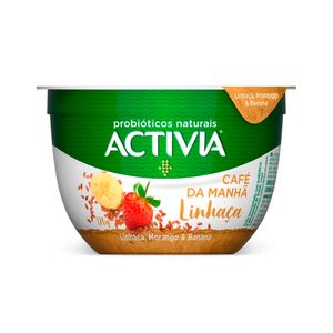 Leite Fermentado Integral Activia Café da Manhã Linhaça, Morango & Banana Pote 170g