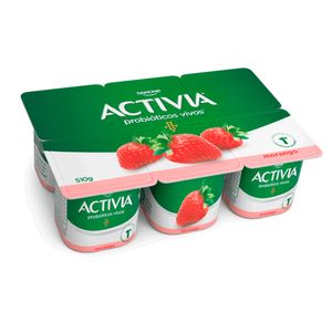 Leite Fermentado Activia Integral Morango Bandeja 510g com 6 Unidades
