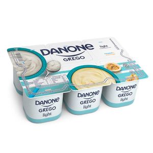 Iogurte Grego Danone Parcialmente Desnatado Light Original + Maracujá Bandeja 510g c/ 6 Unid