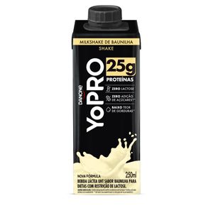 Bebida Láctea Uht Yopro 25g High Protein Milkshake de Baunilha Zero Lactose s/ Açúcar Caixa 250ml