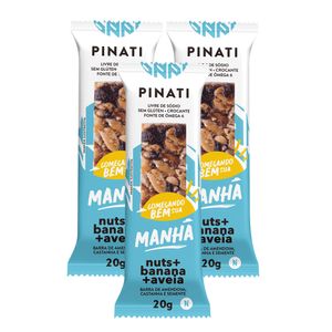 Barra de Nuts Pinati Começando Bem Sua Manhã Banana + Avelã 60g c/ 3 de 20g Cada