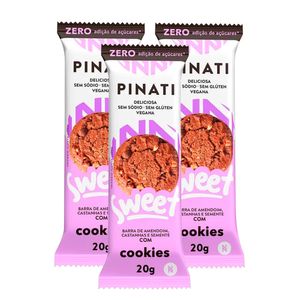 Barra de Nuts Pinati Sweet  Vegana s/ glúten Zero Açúcar Cookies c/ 3 Unid 20g Cada