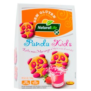 Biscoito Amanteigado Natural Life Panda Kids Morango s/ Glúten Zero Lactose Caixa 100g