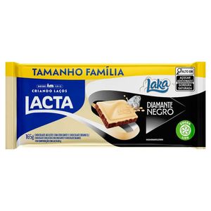 Chocolate em Barra ao Leite e Branco Lacta Laka + Diamante Negro 165gTamanho Família