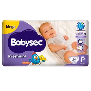 Fralda Descartável Babysec Galinha Pintadinha Premium Mega P com 34 Unidades