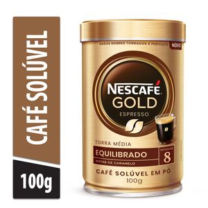 Café Solúvel em Pó Nescafé Gold Espresso Equilibrado Lata 100g