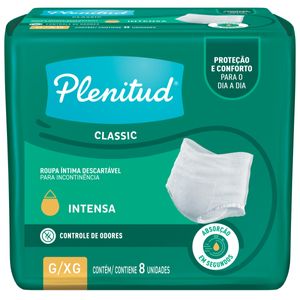 Roupa Íntima Descartável Plenitud Unissex Classic G/XG com 8 Unidades
