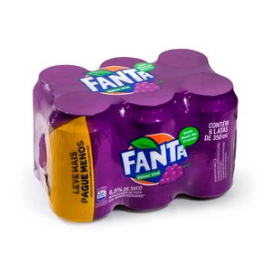 Refrigerante Fanta Uva Lata c/ 6 de 350ml Cada