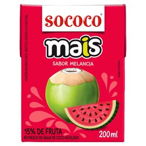 Agua de Coco Sococo Mais Melancia Caixa 200ml