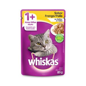 Alimento para Gatos Whiskas Adultos 1+ Frango ao Molho Sachê 85g