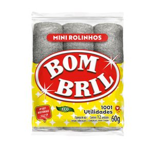 Mini Esponja Aço Rolinhos Bombril Eco 65G com 12 Unidades