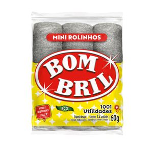 Esponja De Aço Bombril Mini Rolinhos c/ 12 Unid 60g