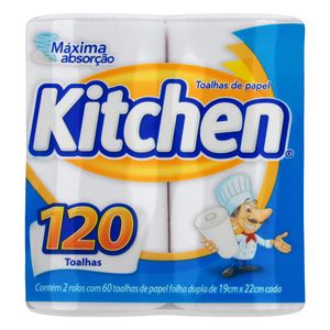 Papel Toalha Kitchen 120 Folhas c/ 2 Unid