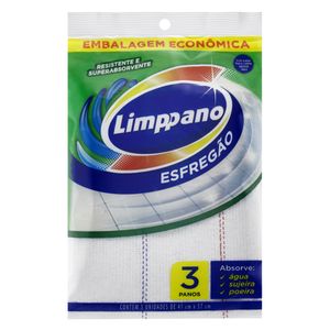 Esfregão Limppano Branco 41Cm x 57Cm Embalagem Econômica c/ 3 Unid