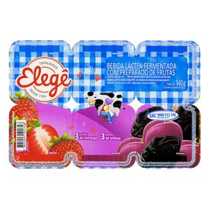 Bebida Láctea Fermentada Elegê Morango + Ameixa 90g com 6 Unidades