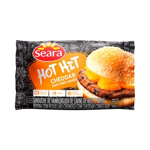 Sanduíche Seara Hot Hit X-Burguer c/ Cheddar Congelado Pacote 145g