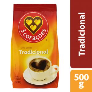 Café Torrado e Moído Tradicional 3 Corações Pacote 500g