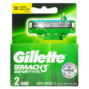 Carga de Aparelho p/ Barbear Gillette Mach3 Sensitive c/ 2 Unid