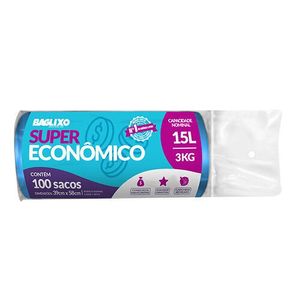 Saco para Lixo Baglixo Rolo 15l com 100 Unidades