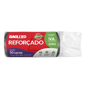Saco para Lixo Baglixo Reforçado Preto 50l com 50 Unidades