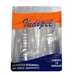 Copo Descartável Indipel Cristal 300ml c/ 10 Unid