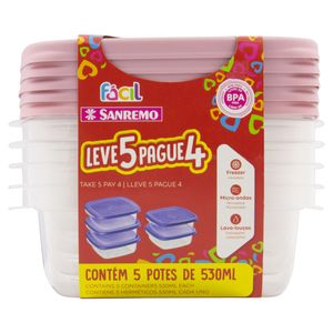 Conjunto de Potes Sanremo 124 530ml Leve 5 Pague 4