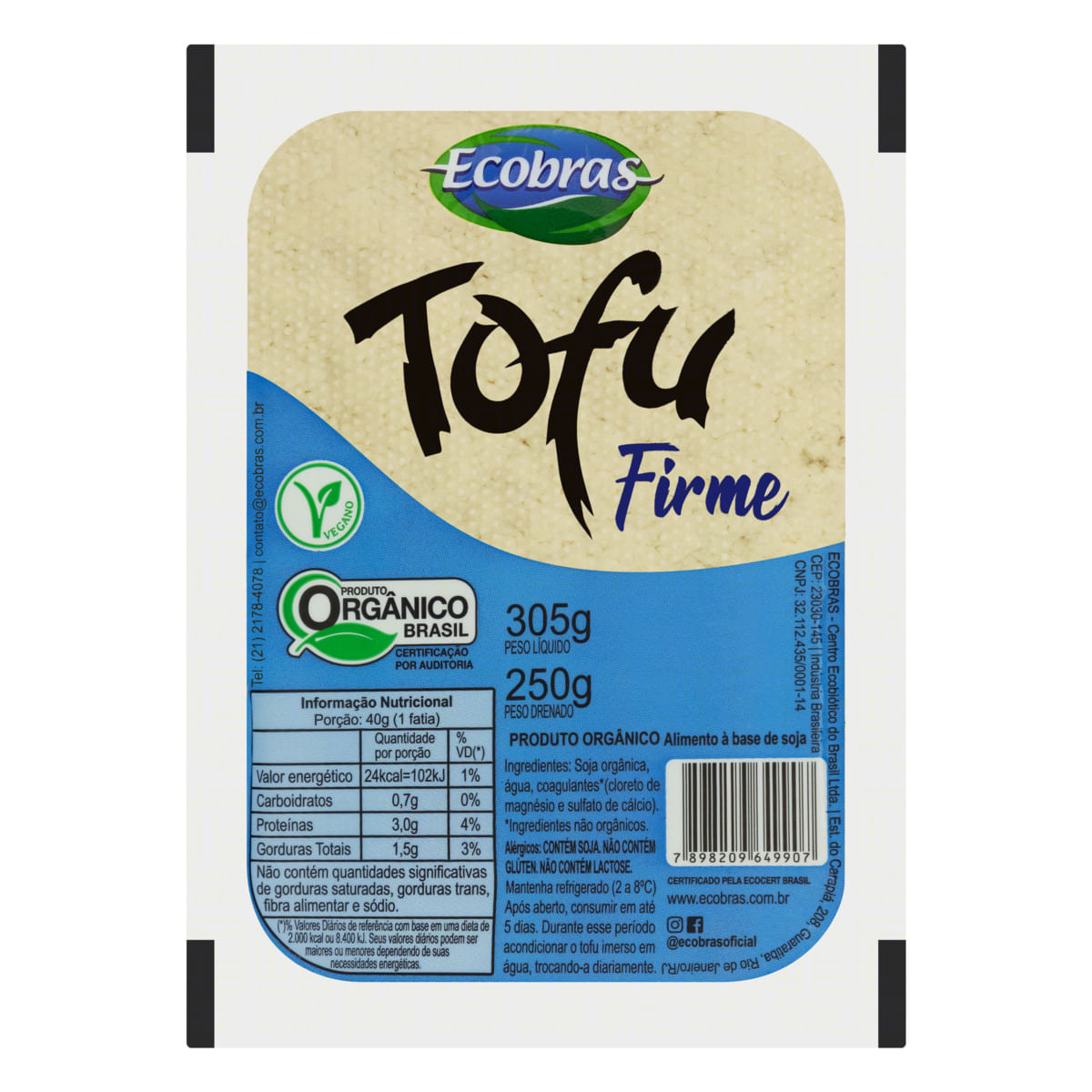Tofu Firme Ecobras Orgânico 250g | Prezunic