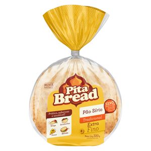 Pão Sírio Extra Fino Tradicional Pita Bread Pacote 320g