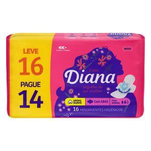 Absorvente Diana Active Suave c/ Abas Leve 16 Pague 14 Unid