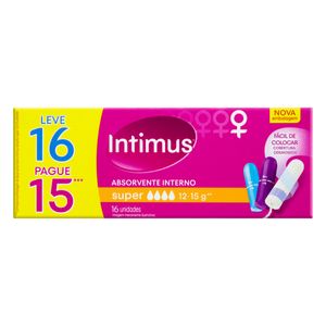 Absorvente Interno Intimus sem Aplicador Super Leve 16 Pague 15 Unid
