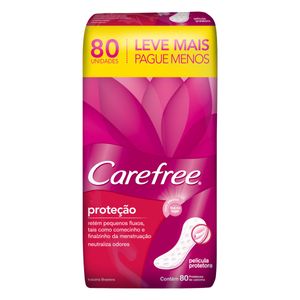 Protetor Diário Carefree Proteção sem  Abas com 80 Unid Leve + Pague -