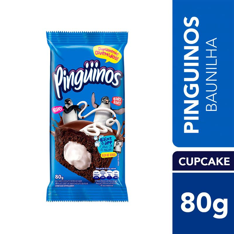 Bolo de Chocolate Pinguinos Recheio Baunilha Cobertura de