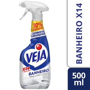 Desinfetante Veja X-14 Banheiro Tira-Limo Cloro Ativo Spray 500ml 30% Desconto