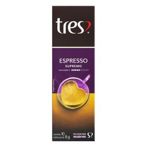 Café em Cápsula 3 Corações Expresso Supremo Torrado e Moído Caixa 80g c/ 10 Unid