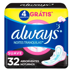 Absorvente Always Noturno Noites Tranquilas Cobertura Suave com Abas 32 Unid