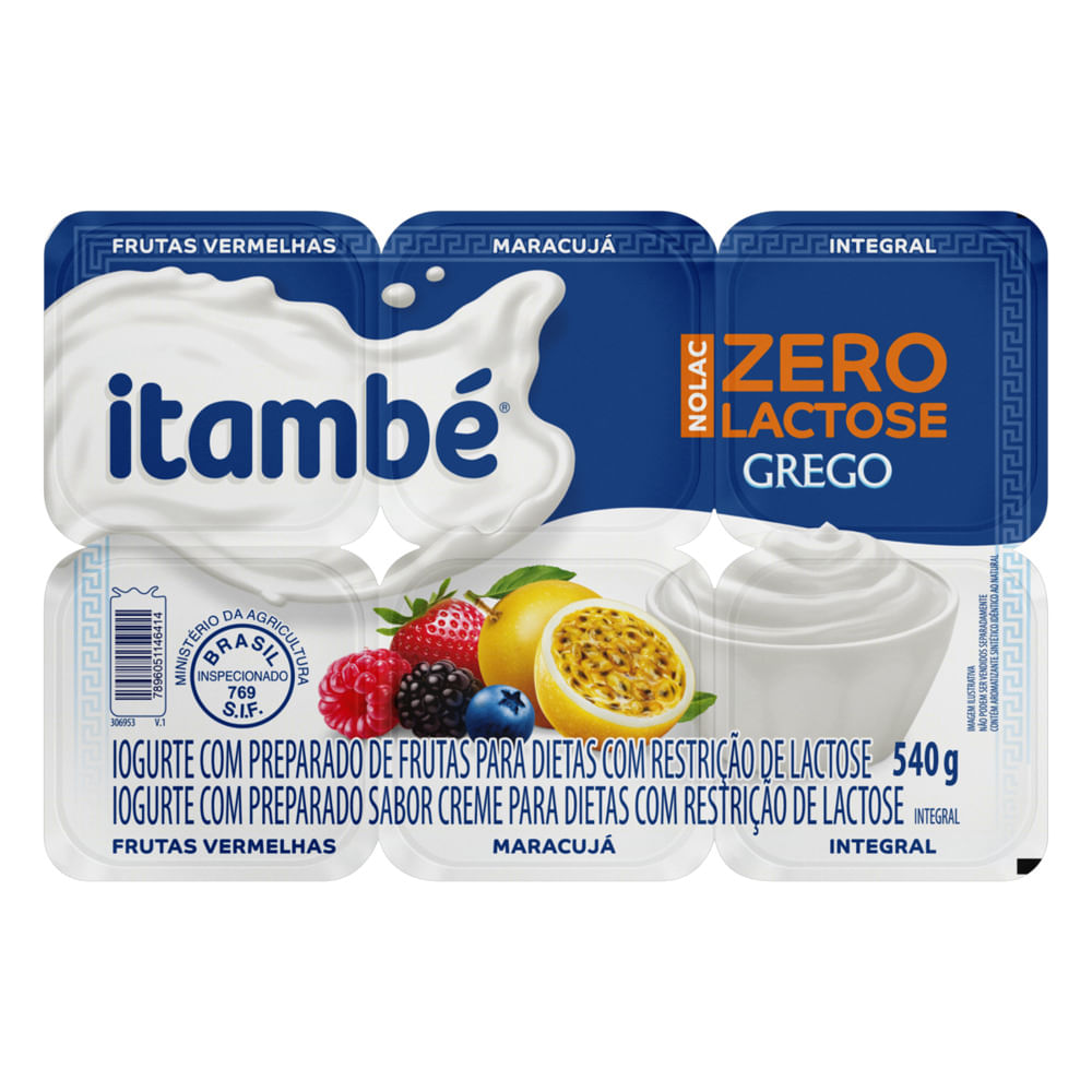 Iogurte Grego Itambé Nolac Zero Lactose Frutas Vermelhas +
