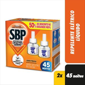 Repelente Elétrico Sbp com 2 Unid 35ml 50% Desconto na 2ª Unid