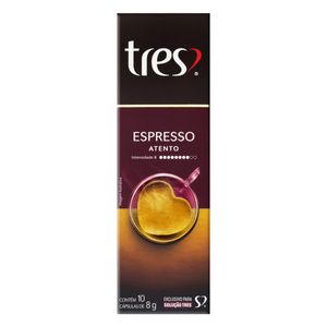 Café em Cápsula 3 Corações Expresso Atento Caixa 8g c/ 10 Unid