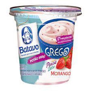 Iogurte Batavo Pense Zero Parcialmente Desnatado Grego Morango Zero Lactose Pote 450g