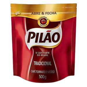 Café em Pó Pilão Torrado e Moído Tradicional Pacote Abre e Fecha 500g