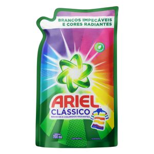 Lava-Roupas Líquido Ariel Roupas Brancas e Coloridas Cores RadiantesRefil 700ml Embalagem Econômica