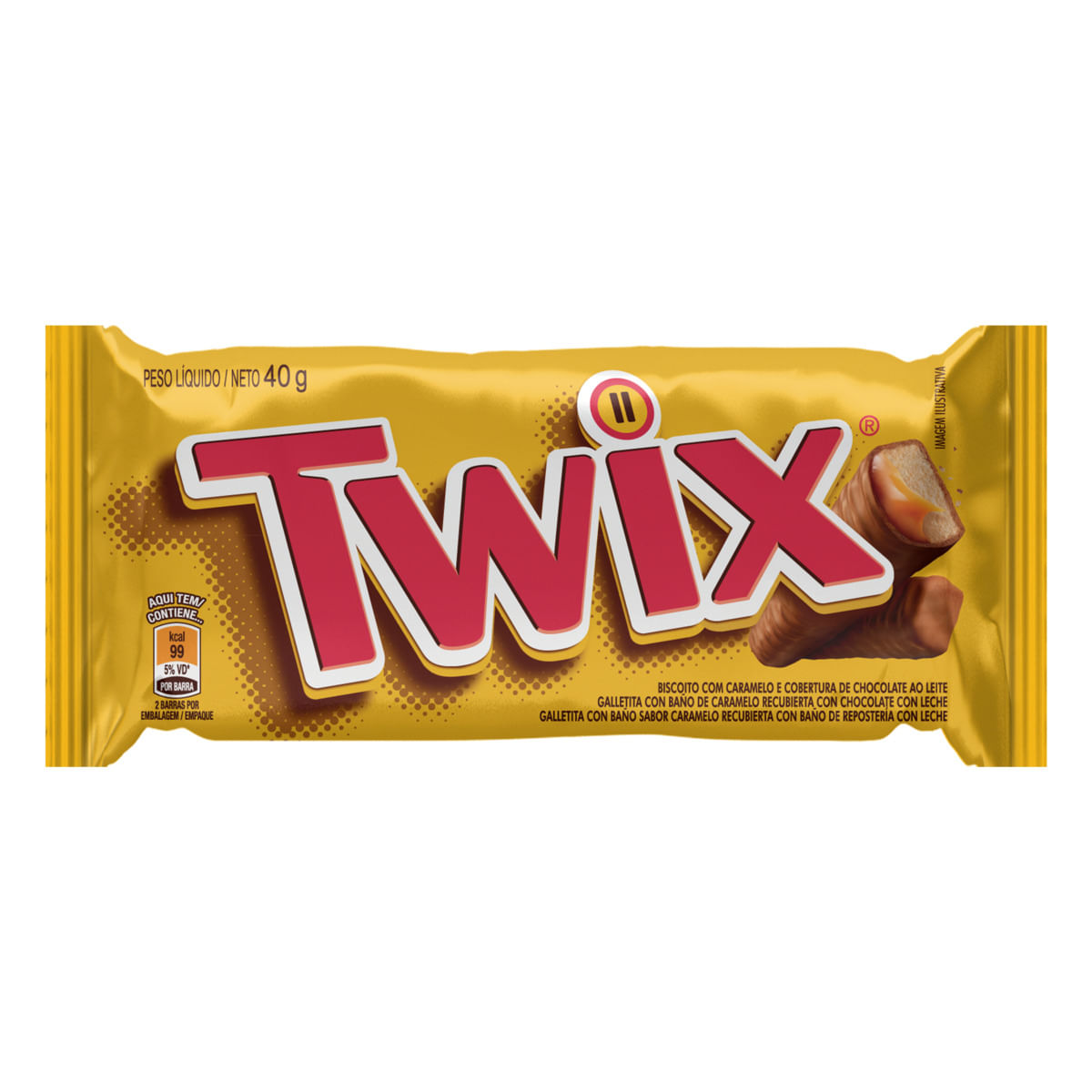 Chocolate Twix Original Biscoito e Caramelo 40g - Prezunic