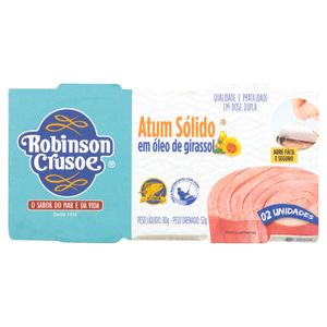 Atum Robinson Cruzoe Sólido em Óleo de Girassol c/2 Unid 80g