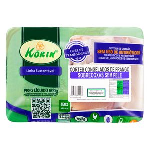 Sobrecoxa de Frango Korin s/ Transgênico s/ Pele 600g