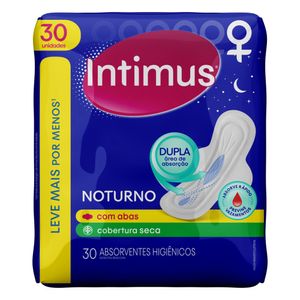 Absorvente Intimus Cobertura Seca com Abas Noturno com 30 Unid Leve + Pague -