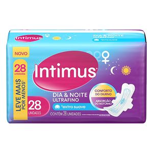 Absorvente Intimus Cobertura Extra Suave c/ Abas Dia e Noite c/ 28 Unid